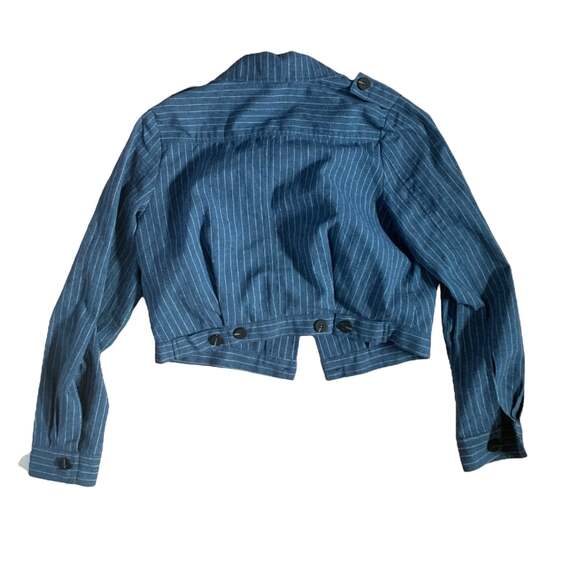 Moon river Anthropologie blue linen blend buttoned blazer woman’s small - Picture 2 of 6